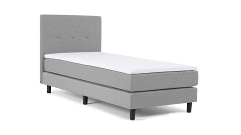 Boxspring Illinois vlak met gestoffeerd matras 1-persoons, lichtgrijs