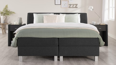 Boxspring Morero vlak met gestoffeerd matras, charcoal