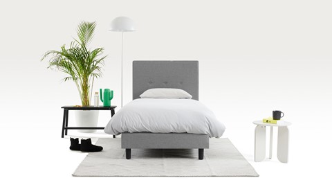 Boxspring Illinois vlak met Bridge matras 1-persoons, lichtgrijs