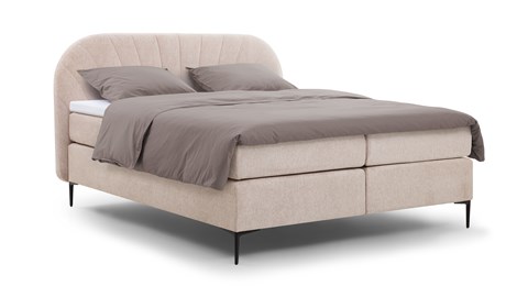 Boxspring Scallop vlak met gestoffeerd matras, pale