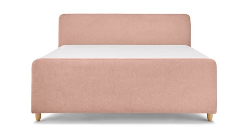 Boxspring Round vlak met gestoffeerd matras en voetbord, roze