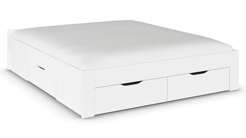 Bed Nori met 4 opbergladen, alpine wit