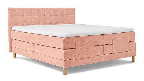 Boxspring Grid verstelbaar met gestoffeerd matras, zalmroze
