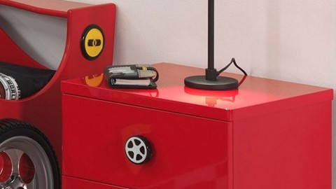 Nachtkast Monza met 2 laden, rood