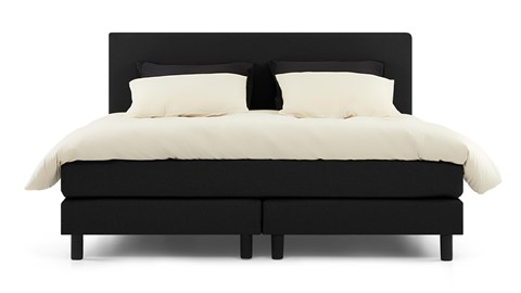 Boxspring Boston vlak met gestoffeerde matrassen, zwart