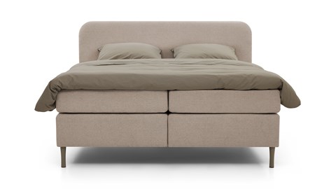 Boxspring Round vlak met gestoffeerd matras, taupe