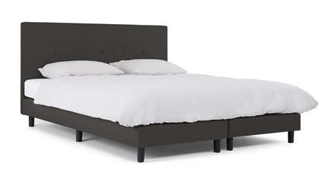 Boxspring Illinois vlak met Bridge matras 2-persoons, donkergrijs