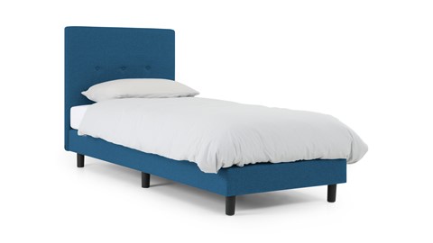 Boxspring Illinois vlak met Bridge matras 1-persoons, blauw