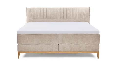 Boxspring Nove vlak met gestoffeerde matras, beige