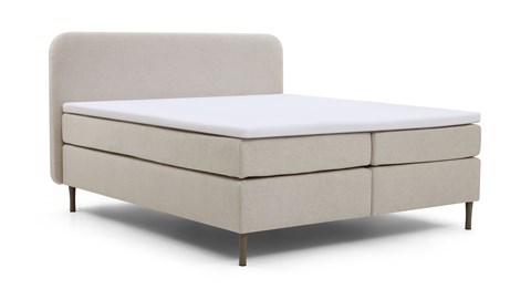 Boxspring Round vlak met gestoffeerd matras, natural
