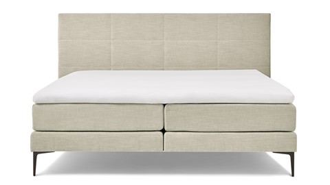 Boxspring Blocks vlak met gestoffeerd matras, beige