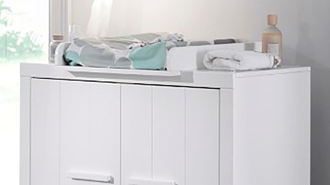 Commode Erik met 2 deuren en opzetstuk, wit