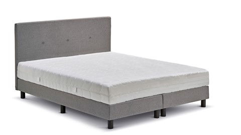 Boxspring Illinois vlak met Bridge matras, lichtgrijs