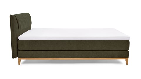 Boxspring Nove vlak met gestoffeerde matras, donkergroen