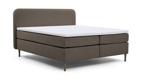 Boxspring Round vlak met gestoffeerd matras, antraciet