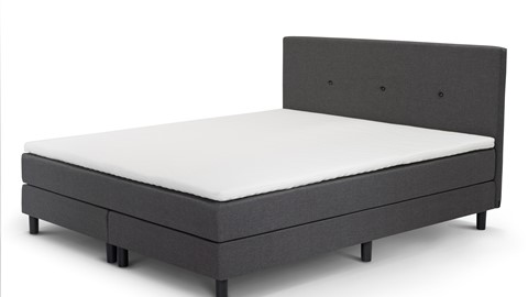 Boxspring Illinois vlak met gestoffeerd matras, donkergrijs