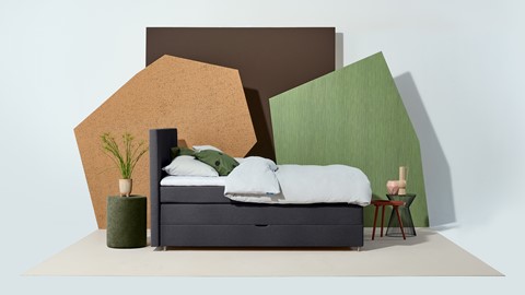 Opbergboxspring Square met gestoffeerde matras., zwart