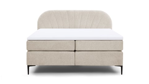 Boxspring Scallop vlak met gestoffeerd matras, beige