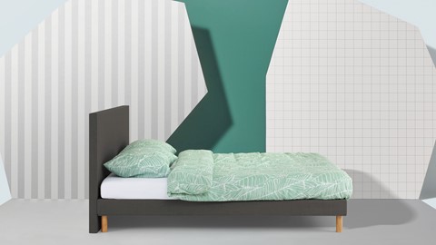 Bed Ease inclusief hoofdbord en matras, donkergrijs