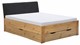 Bed Space met gestoffeerd hoofdbord en opbergladen, eiken + grijs
