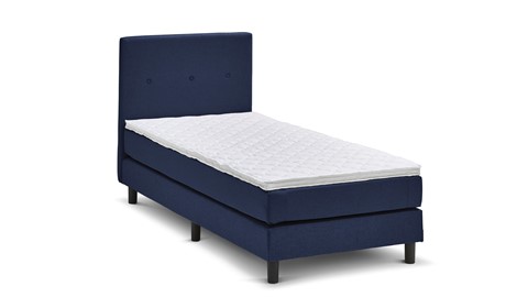 Boxspring Illinois vlak met gestoffeerd matras, blauw