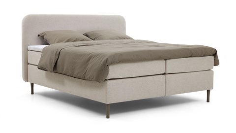 Boxspring Round vlak met gestoffeerd matras, natural