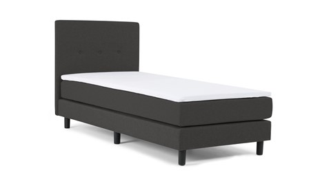 Boxspring Illinois vlak met gestoffeerd matras 1-persoons, donkergrijs