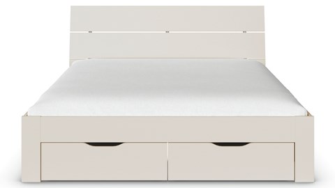 Bed Nori met hoofdbord en 4 opbergladen, champagne
