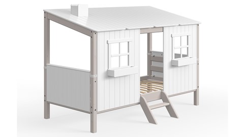 Bed Classic inclusief dak, wit+naturel