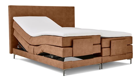 Boxspring Broad verstelbaar met gestoffeerd matras, lichtbruin