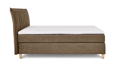 Boxspring Edge vlak met gestoffeerd matras, bruin