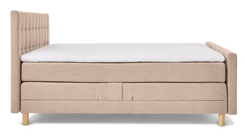 Boxspring Grid verstelbaar met gestoffeerd matras en voetbord, beige