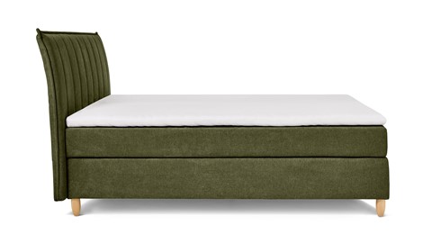 Boxspring Edge vlak met gestoffeerd matras, groen