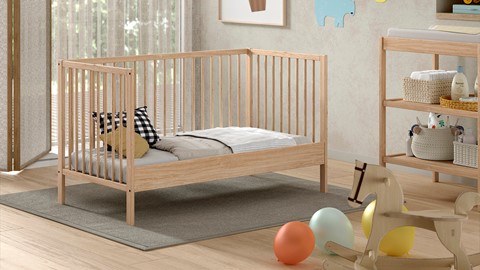 Babyledikant Dino met verzorgingstafel, naturel