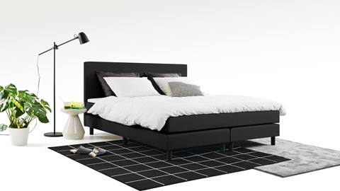 Boxspring California vlak met gestoffeerd matras 2-persoons, zwart