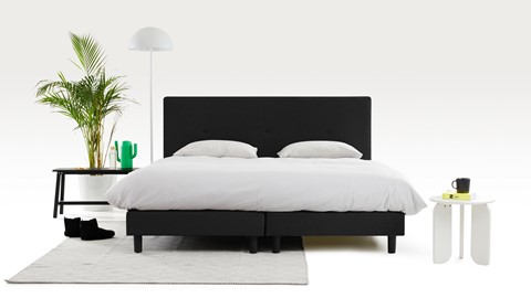 Boxspring Illinois vlak met Bridge matras 2-persoons, zwart