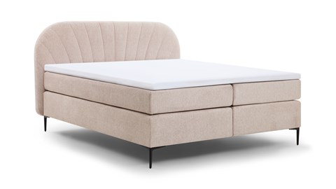 Boxspring Scallop vlak met gestoffeerd matras, pale
