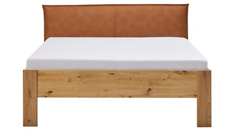 Bed Space met lederlook hoofdbord, eiken + bruin
