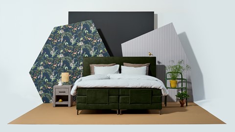 Boxspring Broad verstelbaar met gestoffeerd matras, groen
