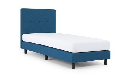 Boxspring Illinois vlak met Bridge matras 1-persoons, blauw