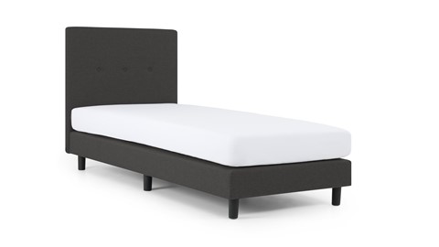 Boxspring Illinois vlak met Bridge matras 1-persoons, donkergrijs