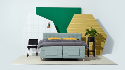 Boxspring Grid verstelbaar met gestoffeerd matras, mintgroen