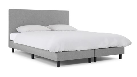 Boxspring Illinois vlak met Bridge matras 2-persoons, lichtgrijs