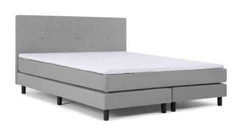 Boxspring Illinois vlak met gestoffeerd matras 2-persoons, lichtgrijs