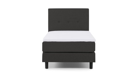 Boxspring Illinois vlak met gestoffeerd matras 1-persoons, donkergrijs