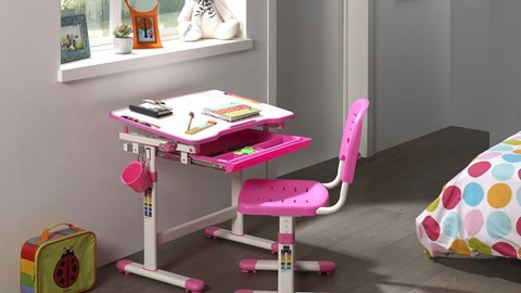 Bureau met bureaustoel Comfortline 201, roze