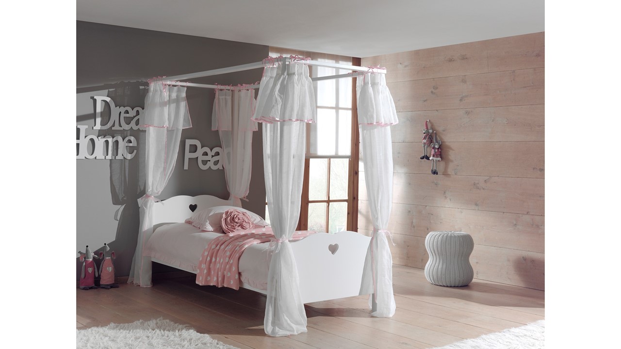 4 Hoeken Post Hemelbed Gordijn Prinses Geborduurde Kanten Ruches Bed Hemel Bed Hemel Gordijn Voor Meisjes En Volwassenen Dubbellaags Sheer Mesh Klamboe