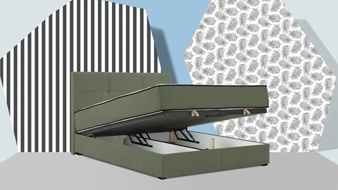 Opbergbed Mani met gestoffeerd matras, donkergroen monte