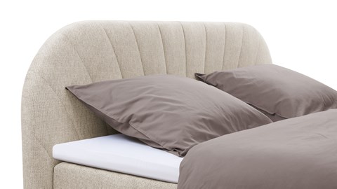 Boxspring Scallop vlak met gestoffeerd matras, beige