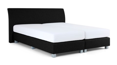 Boxspring Morero vlak met polyether matras, zwart